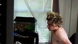 Sexy twink caught masturbating on hidden cam porn video